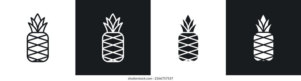 Pineapple icons in Thin line black color. flat simple vector symbols illustration.