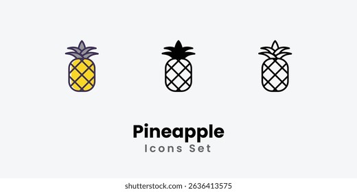 Iconos de piña delgada línea y glifo icono de Vector Ilustración de stock