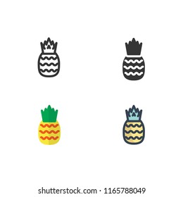 pineapple icons vector with different style