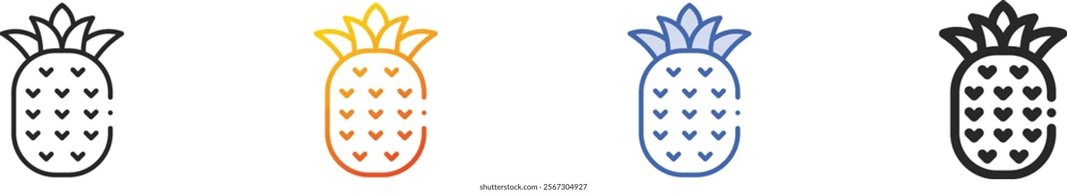 pineapple icon.Thin Linear, Gradient, Blue Stroke and bold Style Design Isolated On White Background