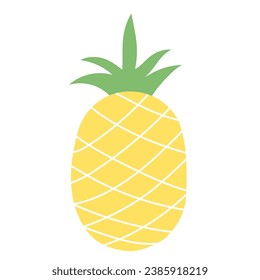 Ananas Symbol.Tropisches Fruchtsymbol einzeln auf weißem Hintergrund.Hand zeichnen doodle Ananas grafische Vektorgrafik.