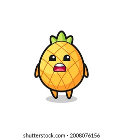 pineapple illustration with apologizing expression, saying I am sorry , cute style design for t shirt, sticker, logo element