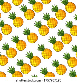 Pineapple. Illustration of pineapple in a flat style. Summer fruits. Fresh fruit.
