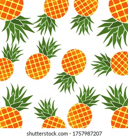 Piña. Ilustración de piña en un estilo plano. Frutas de verano. Fruta fresca.