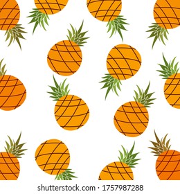 Piña. Ilustración de piña en un estilo plano. Frutas de verano. Fruta fresca.