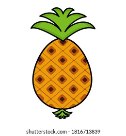 
pineapple illustration, flat style. summer theme. vector ,Vector illustration