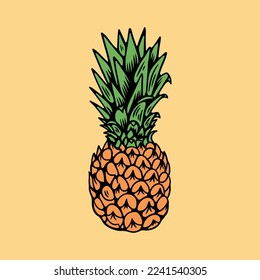 Pineapple Illustration For Food and nature business 