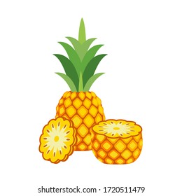 Pineapple. Illustration of pineapple fruit with cartoon style. summer fruits, for a healthy and natural life,vector illustration.