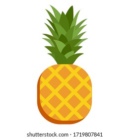 Pineapple. Illustration of pineapple fruit with isolated cartoon style on white. summer fruits, for a healthy and natural life,