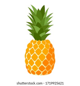 Pineapple. Illustration of pineapple fruit with isolated cartoon style on white. summer fruits, for a healthy and natural life, Vector illustration.