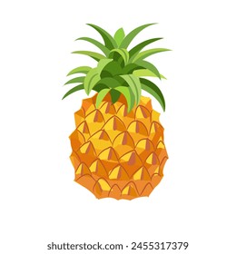 Pineapple. Illustration of pineapple fruit with isolated cartoon style on white. summer fruits, for a healthy and natural life. Vector illustration.