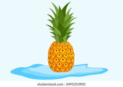 Pineapple. Illustration of pineapple fruit with isolated cartoon style on white. summer fruits, for a healthy and natural life,  Vector illustration.