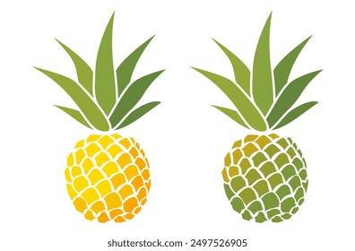 Pineapple. Illustration of pineapple fruit with isolated cartoon style on white. summer fruits, for a healthy and natural life, Vector illustration.