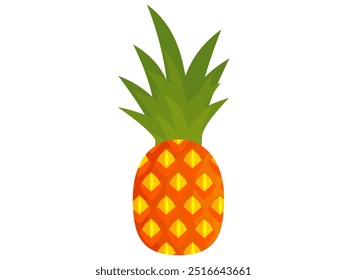 Ananás. Ilustração de abacaxi com estilo de desenho animado isolado em branco. frutas de verão, para uma vida saudável e natural, ilustração Vetor.