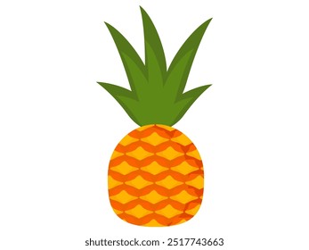 Pineapple. Illustration of pineapple fruit with isolated cartoon style on white. summer fruits, for a healthy and natural life, Vector illustration.
