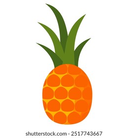 Piña. Ilustración de fruta de piña con estilo de dibujos animados aislados en blanco. frutas de verano, para una vida saludable y natural, Ilustración vectorial.