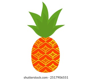 Pineapple. Illustration of pineapple fruit with isolated cartoon style on white. summer fruits, for a healthy and natural life, Vector illustration.