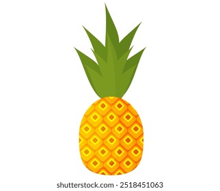 Pineapple. Illustration of pineapple fruit with isolated cartoon style on white. summer fruits, for a healthy and natural life, Vector illustration.