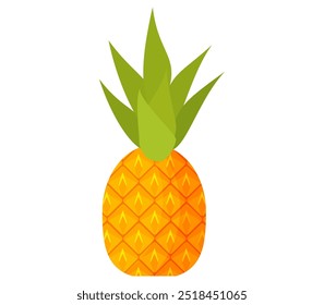 Pineapple. Illustration of pineapple fruit with isolated cartoon style on white. summer fruits, for a healthy and natural life, Vector illustration.
