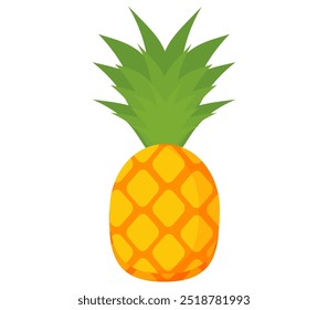 Ananás. Ilustração de abacaxi com estilo de desenho animado isolado em branco. frutas de verão, para uma vida saudável e natural, ilustração Vetor.