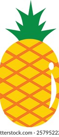 Pineapple. Illustration of pineapple fruit with isolated cartoon style on white. Tropical summer fruit for a healthy and natural life. Vector illustration