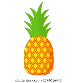 Pineapple. Illustration of pineapple fruit with isolated cartoon style on white. summer fruits, for a healthy and natural life, Vector illustration.