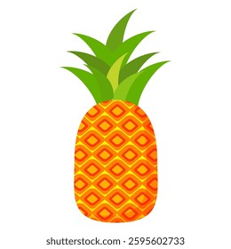Pineapple. Illustration of pineapple fruit with isolated cartoon style on white. summer fruits, for a healthy and natural life,  Vector illustration.