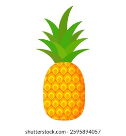 Pineapple. Illustration of pineapple fruit with isolated cartoon style on white. summer fruits, for a healthy and natural life, Vector illustration.
