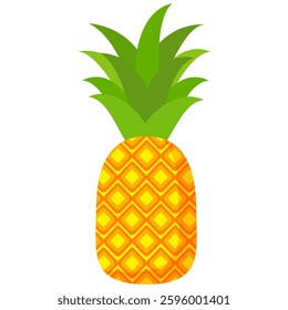 Pineapple. Illustration of pineapple fruit with isolated cartoon style on white. summer fruits, for a healthy and natural life,  Vector illustration , vector editable.