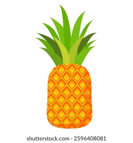 Pineapple. Illustration of pineapple fruit with isolated cartoon style on white. summer fruits, for a healthy and natural life,  Vector illustration.