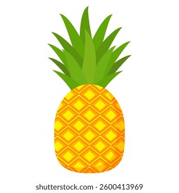Pineapple. Illustration of pineapple fruit with isolated cartoon style on white. summer fruits, for a healthy and natural life,  Vector illustration.