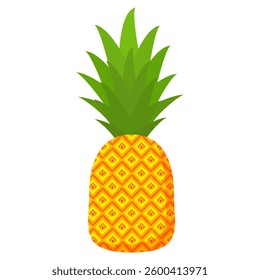 Pineapple. Illustration of pineapple fruit with isolated cartoon style on white. summer fruits, for a healthy and natural life,  Vector illustration.