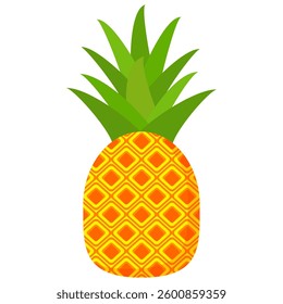 Pineapple. Illustration of pineapple fruit with isolated cartoon style on white. summer fruits, for a healthy and natural life,  Vector illustration.