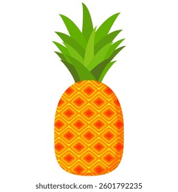 Pineapple. Illustration of pineapple fruit with isolated cartoon style on white. summer fruits, for a healthy and natural life,  Vector illustration.