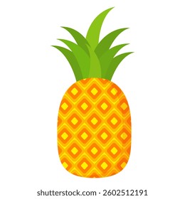 Pineapple. Illustration of pineapple fruit with isolated cartoon style on white. summer fruits, for a healthy and natural life,  Vector illustration.