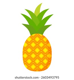 Pineapple. Illustration of pineapple fruit with isolated cartoon style on white. summer fruits, for a healthy and natural life,  Vector illustration.