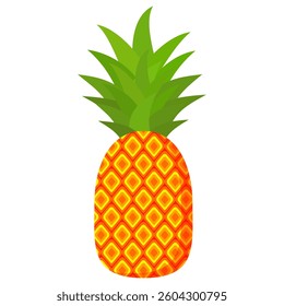 Pineapple. Illustration of pineapple fruit with isolated cartoon style on white. summer fruits, for a healthy and natural life,  Vector illustration.