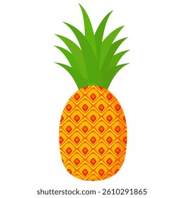 Pineapple. Illustration of pineapple fruit with isolated cartoon style on white. summer fruits, for a healthy and natural life,vector illustration.