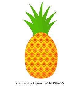 Pineapple. Illustration of pineapple fruit with isolated cartoon style on white. summer fruits, for a healthy and natural life,  Vector illustration.