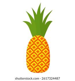 Pineapple. Illustration of pineapple fruit with isolated cartoon style on white. summer fruits, for a healthy and natural life,  Vector illustration.