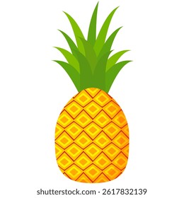 Pineapple. Illustration of pineapple fruit with isolated cartoon style on white. summer fruits, for a healthy and natural life,  Vector illustration.