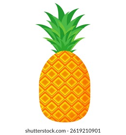 Pineapple. Illustration of pineapple fruit with isolated cartoon style on white. summer fruits, for a healthy and natural life,  Vector illustration.