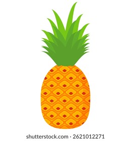 Pineapple. Illustration of pineapple fruit with isolated cartoon style on white. summer fruits, for a healthy and natural life,  Vector illustration.
