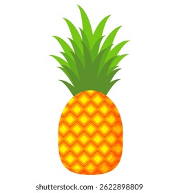 Pineapple. Illustration of pineapple fruit with isolated cartoon style on white. summer fruits, for a healthy and natural life,  Vector illustration.