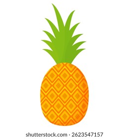 Pineapple. Illustration of pineapple fruit with isolated cartoon style on white. summer fruits, for a healthy and natural life,  Vector illustration.