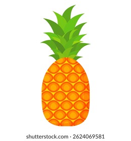 Pineapple. Illustration of pineapple fruit with isolated cartoon style on white. summer fruits, for a healthy and natural life,  Vector illustration.