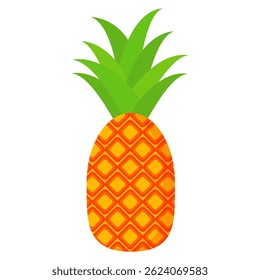Pineapple. Illustration of pineapple fruit with isolated cartoon style on white. summer fruits, for a healthy and natural life,  Vector illustration.