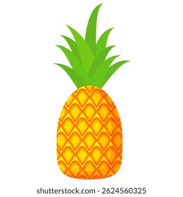 Pineapple. Illustration of pineapple fruit with isolated cartoon style on white. summer fruits, for a healthy and natural life,  Vector illustration.