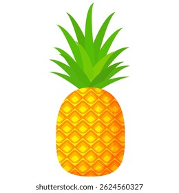 Pineapple. Illustration of pineapple fruit with isolated cartoon style on white. summer fruits, for a healthy and natural life,  Vector illustration.