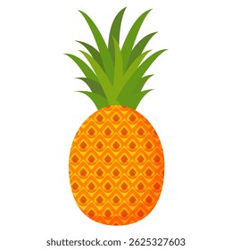 Pineapple. Illustration of pineapple fruit with isolated cartoon style on white. summer fruits, for a healthy and natural life,  Vector illustration.